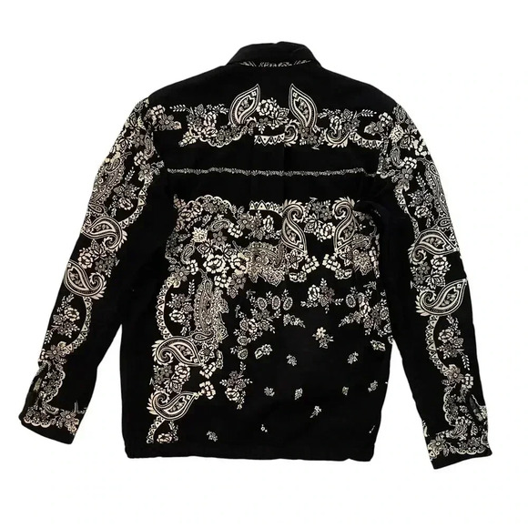 SACAI Men's Paisley Floral Detail Shirt - Black + White - Size 3 Large - Picture 4 of 7